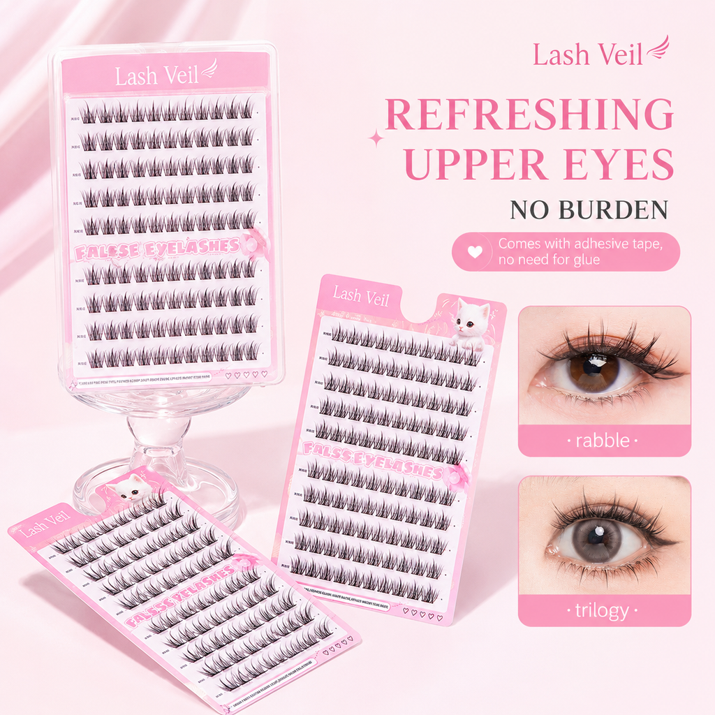 Lash Veil Cluster Lashes 120D – No Glue Needed | 6 Styles DIY Lash Extensions | Featherlight C Curl Individual Lashes 10-12mm