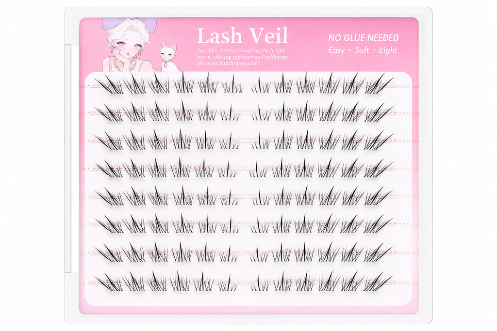 Lash Veil No-Glue Cluster Lashes | Rabbit-Fur Short Slanted False Eyelashes | 7mm/8mm/9mm Natural Look